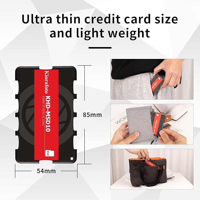 Kiorafoto KHD-MSD10 Easy Carry 10 Slots Slim Credit Card Size Lightweight Portable TF MSD Microsd Memory Card Case Storage Keeper Holder for 10 TF MSD Microsd Microsdhc Microsdxc Memory Cards Oganizer