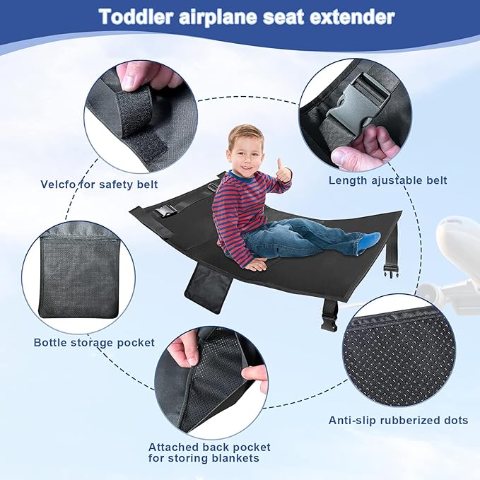 Toddler Airplane Bed - Toddler Airplane Seat Extender, Toddler Travel Essentials, Portable Kids Plane Footrest, Airplane Bed for Toddler,Airplane Extender for Kids