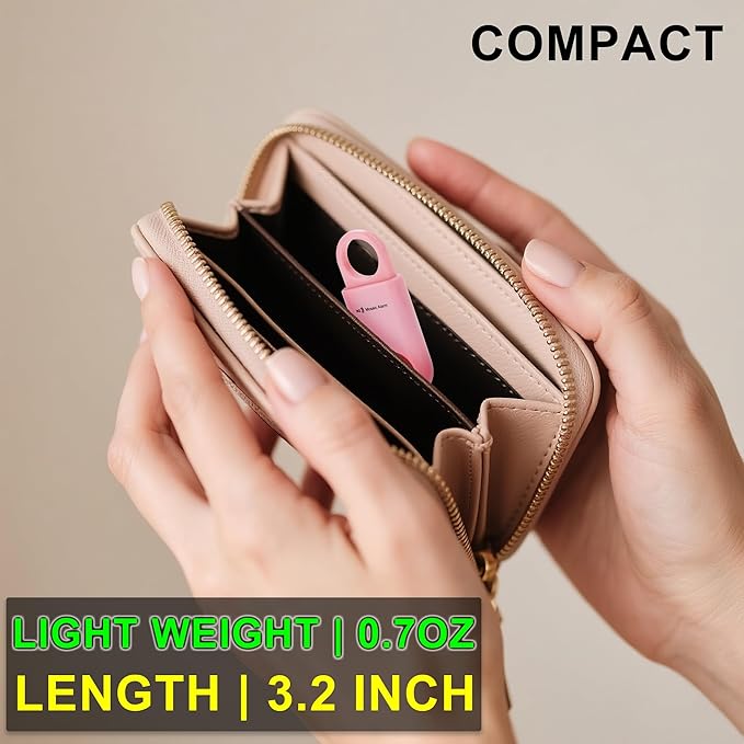 2 Pack Personal Safety Alarm Replaceable Battery | Ultra-Lightweight (0.8 oz) Keychain Siren for Women, Student, Children, Night Runner. SOS Emergency 130db Loud Hiking Alert Bulky-Free. Pink