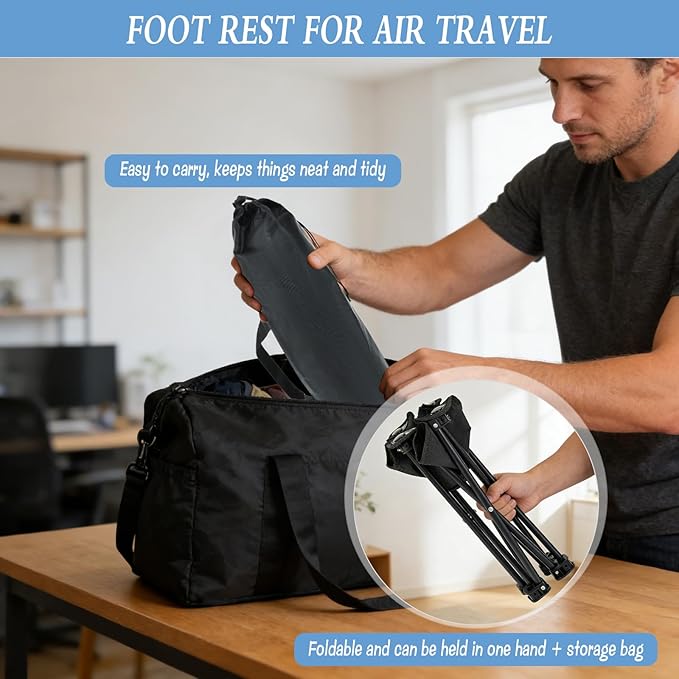 4 Pack Portable Airplane Foot Rest Folding Travel Foot Stool Under Desk Foot Rest for Office Long Flight Compact Camping Stool with Carry Bags for Travel Hiking Fishing
