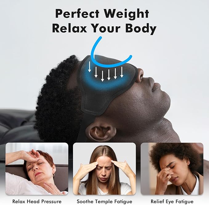 Sleep Eye Mask for Men Women, Weighted Sleeping Mask for Side Sleeper, Travel Blackout Night Blindfold Eye Shade Cover with Adjustable Strap (Obsidian, 4.6oz)