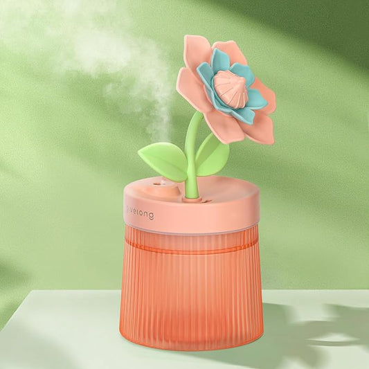 260ml Flower Mini Humidifier, Pink Gardenia Desktop Small Humidifiers, Personal Cool Mist Humidification, USB Desk Humidifier for Bedroom, Office, Travel & Indoor Plants