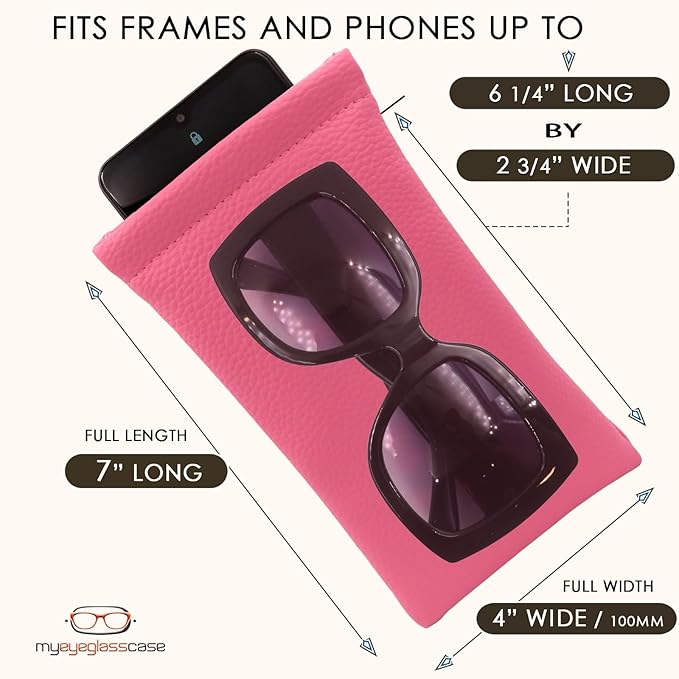 Soft Sunglasses case | Large Glasses Case Holder - Eyeglass Pouch Squeeze Top | Glasses pouch Lightweight Extra Layers