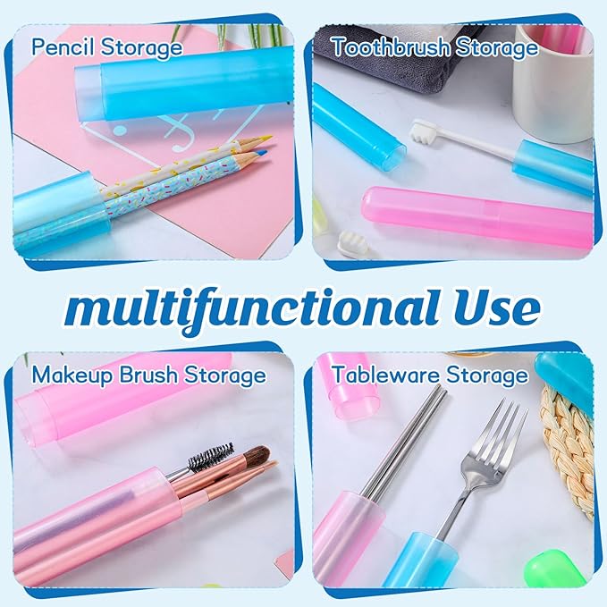 Jeyiour 120 Pcs Travel Toothbrush Holder Bulk Multiple Portable Toothbrush Case Storage Plastic Breathable Toothbrush Travel Containers for Trip Camping Home Outdoor(Classic Style)