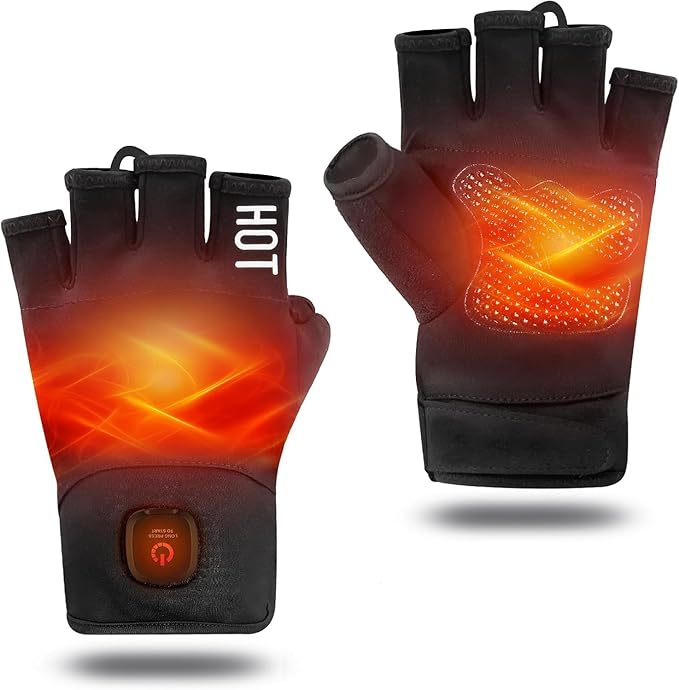 uncn Heated Gloves Fingerless for Women Man with 3.7V 3000mAh Battery Cordless Work Touchscreen Gloves for Winter Cold Weather Rechargeable Electric