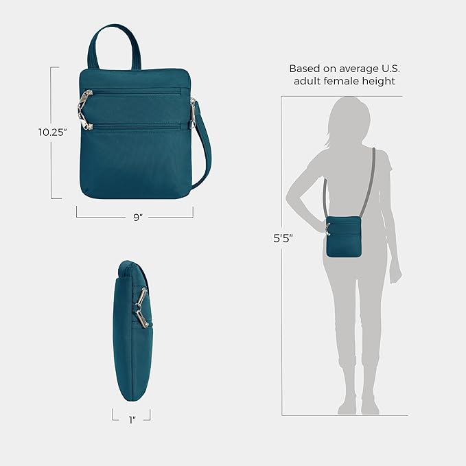 Travelon Anti-theft Classic Slim Double Zip Crossbody