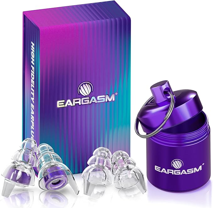 Eargasm High Fidelity Hyperviolet Purple Earplugs for Concerts, Festivals, Musicians, DJs, Night-Life, Motorcycle Hearing Protection - Reusable Ear Plugs for High Fidelity Noise Reduction up to 21 dB