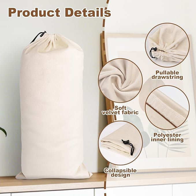10 Pcs Single Shoe Bags for Travel,18"X9"shoe travel bag for Packing Dustproof Shoe Bag storage Sneaker Travel Bags Washable & Reusable dust bags for Boots Handbags Shoes & Toys (Beige)