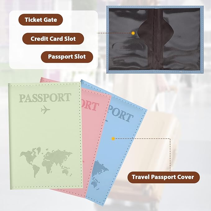 3 Pcs Passport Holder Passports Wallet Cover for Travel Passport Cover Passports Protector Essentials for Women and Men Travel Must Haves Accessories
