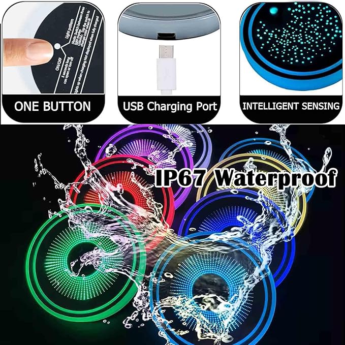 2PCS LED Car Cup Holder Lights, Light up Car Coasters for Cup Holders 7 Colors Changing USB Charging Mat Waterproof Cup Pad, Car Gifts for Men & Women