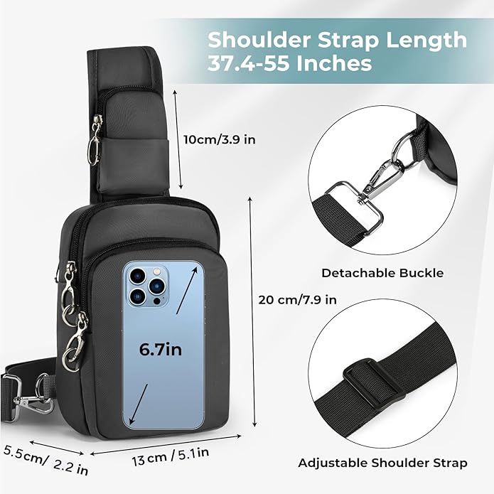 BROADREAM Sling Bag, Crossbody Bag with Anti-Theft Lock Zipper, RFID Blocking & Water Resistant for Travel Work Sport