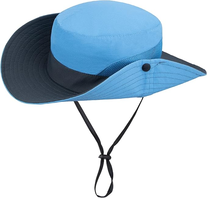 Sun Hat for Women Summer UV Protection Beach Hat Wide Brim Mesh Bucket Fishing Hat with Ponytail Hole Foldable Packable Hat