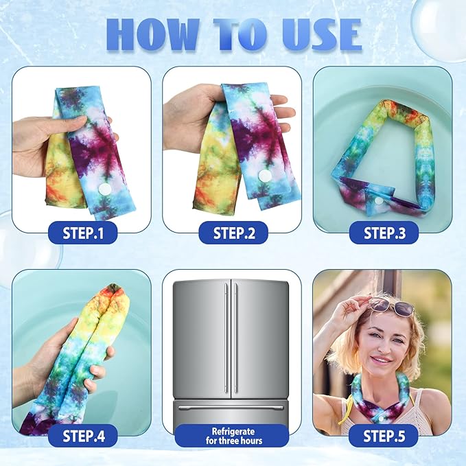 Xuhal 6 Pieces Cooling Neck Wraps Cooling Bandana Neck Cooler Ice Cooler Scarf for Women Summer Outdoor Sport Activity