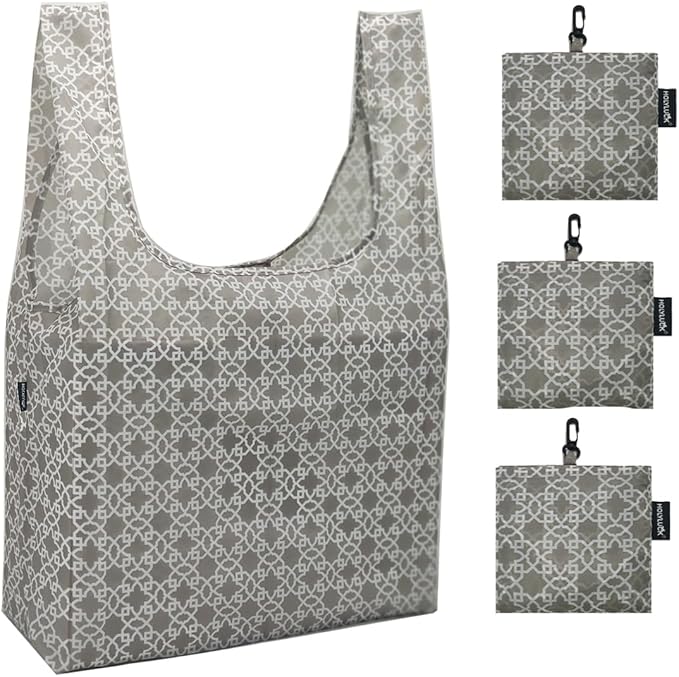 HOLYLUCK Reusable Grocery Bags,Heavy Duty Foldable Shopping Tote Bag (Extra Large, 3 Large Maze)