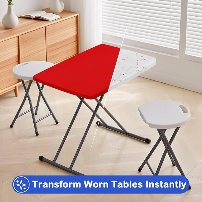Wolkemer 2 Pack Red Fitted Tablecloth 20x30 Inch Rectangle Elastic Edges Table Cloth, Spandex Stretch Table Cover with Machine Washable Fabric for Wedding Party Picnic Dining Indoor Outdoor