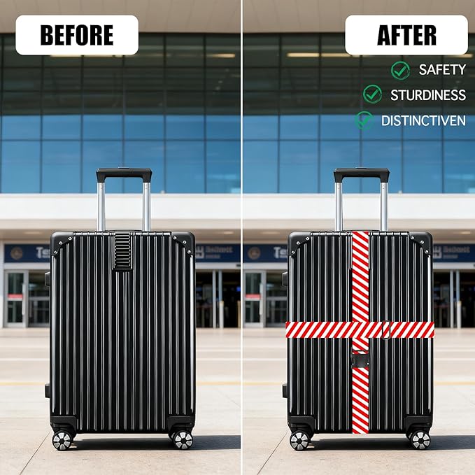 Nuxovilar Luggage Straps red White Diagonal Stripe Polyester 1.96x90.5inch 2 Set Suitcase Cargo Strap Travel Gear Family Vacation Cruise Terminal car Ride