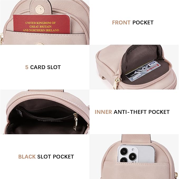BOSTANTEN Sling Bag Crossbody Bags for Women Trendy Crossbody Purse Leather Chest Bag