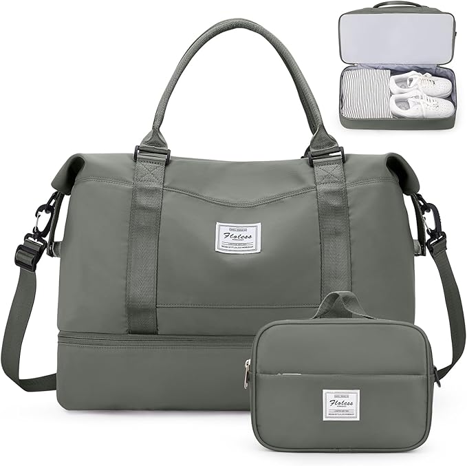 Weekender Bags for Women,Personal Item Travel Bag with Shoes Compartment,Overnight Travel Duffel Bag with Toiletry Bag