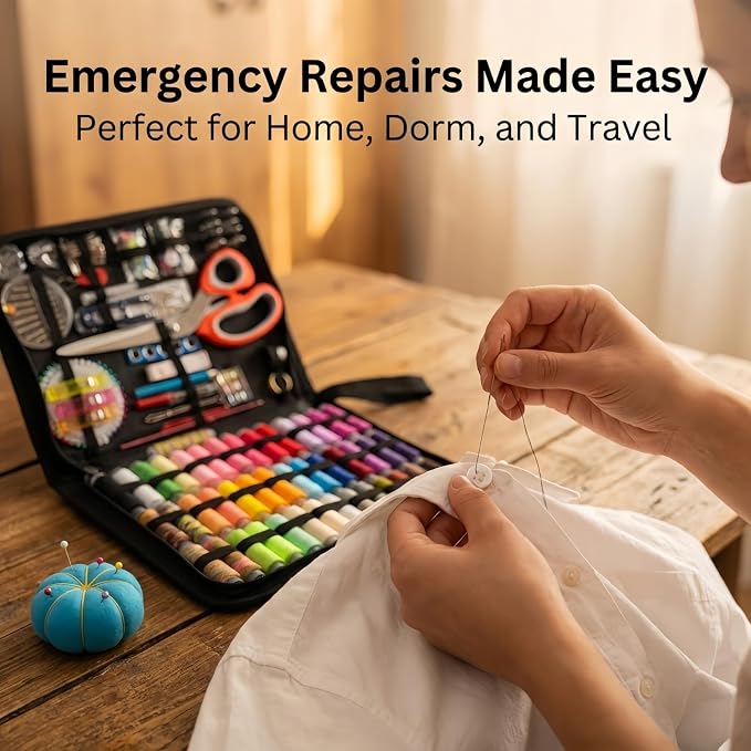 Forypretty Sewing Kit for Adults, 228 PCS Needle and Thread Kit with Tailor Scissors and Accessories, 43 XL Thread Spools, Travel Sewing Kit for Beginners, Oxford Cloth, Gift for Mom Grandma