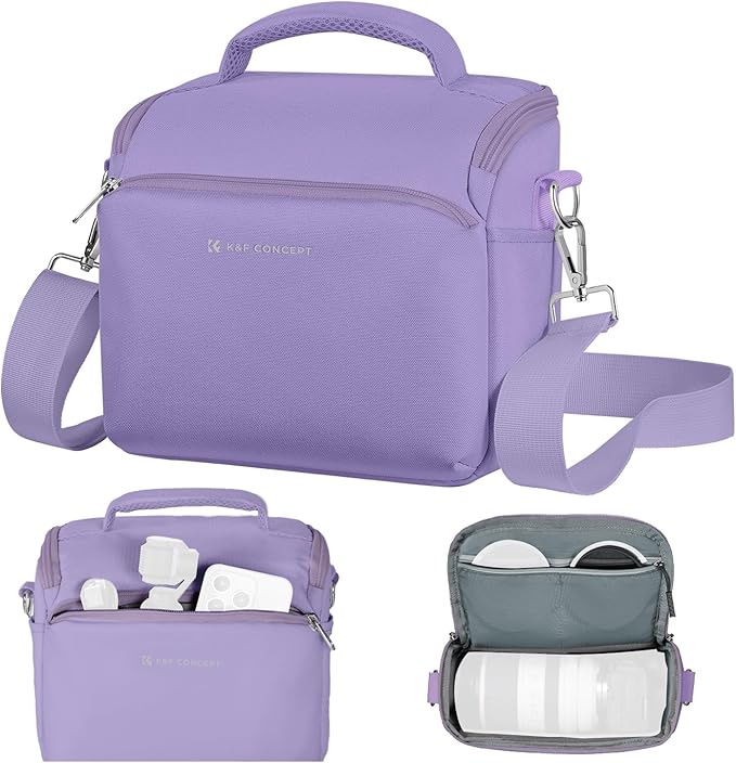 K&F CONCEPT Camera Sling Bag Small Crossbody Camera Case DSLR/SLR/Cute Compact Shoulder Photography Bags for Photographers-Purple