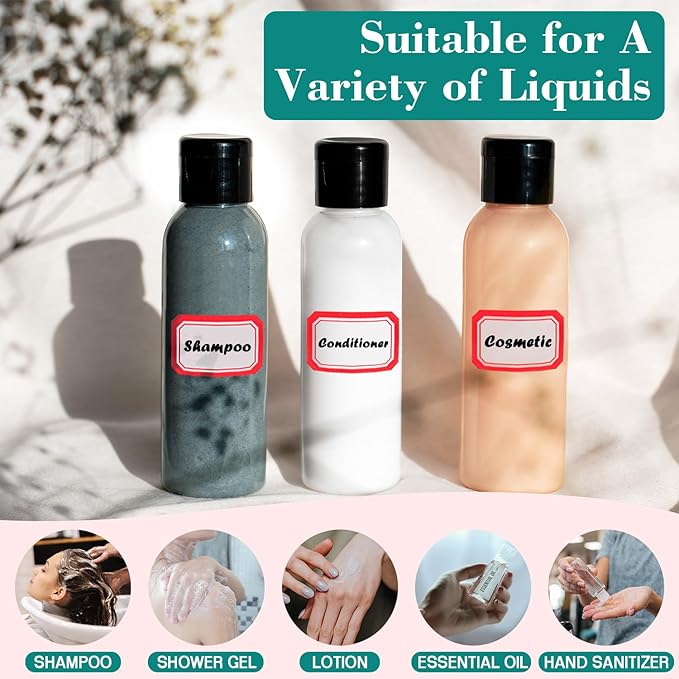 10 Pack Empty 3.4 oz Travel Bottles Tsa Approved Leakproof Plastic Squeezable Small Bottles for Toiletries Liquids Travel Essentials with Black Flip Cap
