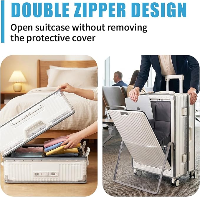 Yotako Clear Luggage Cover Protector with Front Pocket Zipper, 30 Inch Luggage Covers for Front Open Suitcase Wheeled Suitcase 30", No Disassembly
