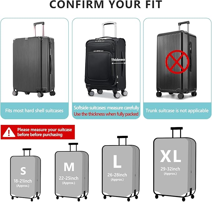 Travelkin Luggage Cover for Suitcase Tsa Approved, Suitcase Cover Protector Fit 18-32 Inch Luggage (S for 18-21 Inch Luggage)