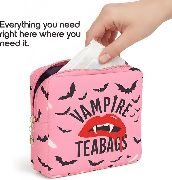 Period Pouch – Compact, Stylish, Discreet Period Bag For School with Waterproof Lining Fits Pads & Tampons, Cute Pad Bag for Teens, Travel, School, Girls Period Kit