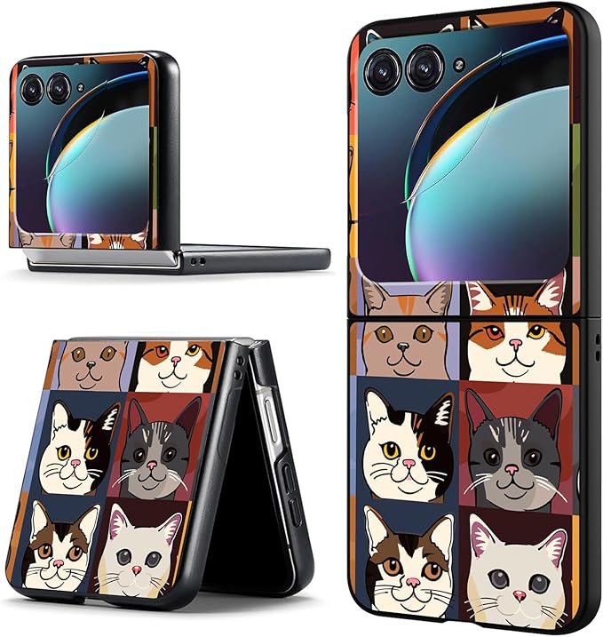 for Motorola Razr 2025 Case,for Moto Razr 60 Phone Case Cute Slim Hard PC Ultra-Thin Anti-Scratches Shockproof Protective Phone Cover,Cartoon Cat