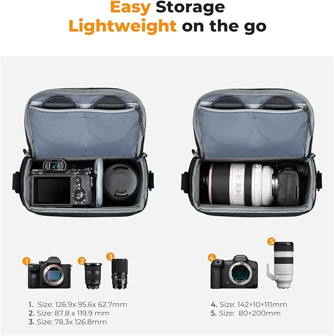 K&F CONCEPT Camera Sling Bag Small Crossbody Camera Case DSLR/SLR/Cute Compact Shoulder Photography Bags for Photographers