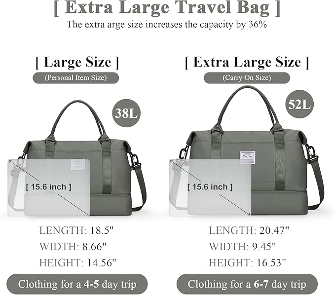Travel Duffel Bag with Shoes Compartment, Overnight Weekender Bags for Women,Carry on Personal Item Bag，Extra Large