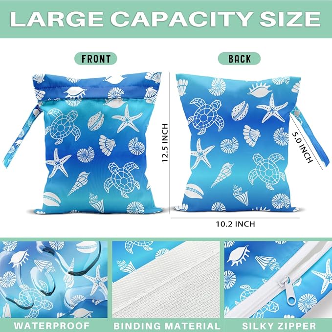 Turtle Wet Dry Bags for Diaper Waterproof Swimsuit Washable Reusable Bag for Beach Diapers Dirty Yoga Gym Clothes Plant Gifts for Men Friend Women