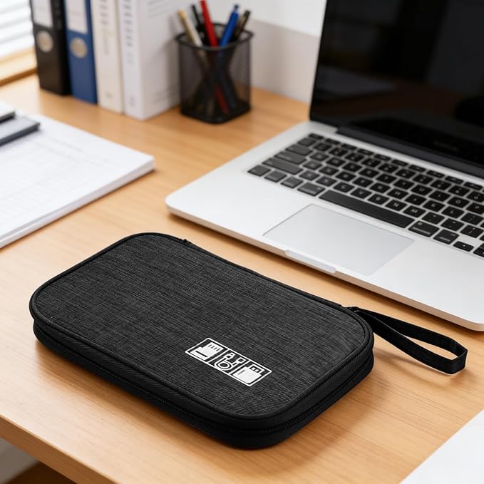 Yamrots Travel Cable Organizer, Electronic Organizer Travel Case, Portable Storage Bag for SD Card, Charger, Power Bank, Earphone (Black)