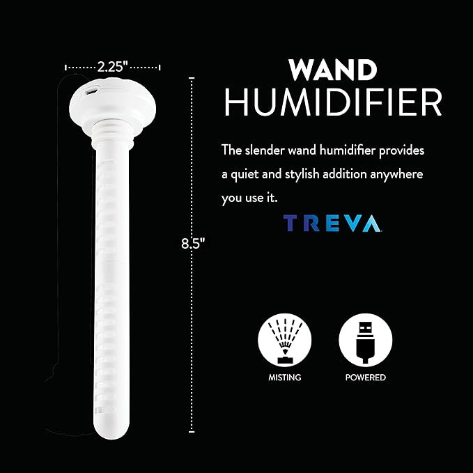 Treva Mini Portable Humidifier, Cool Mist Ultrasonic USB Moisture Wand for travel or home
