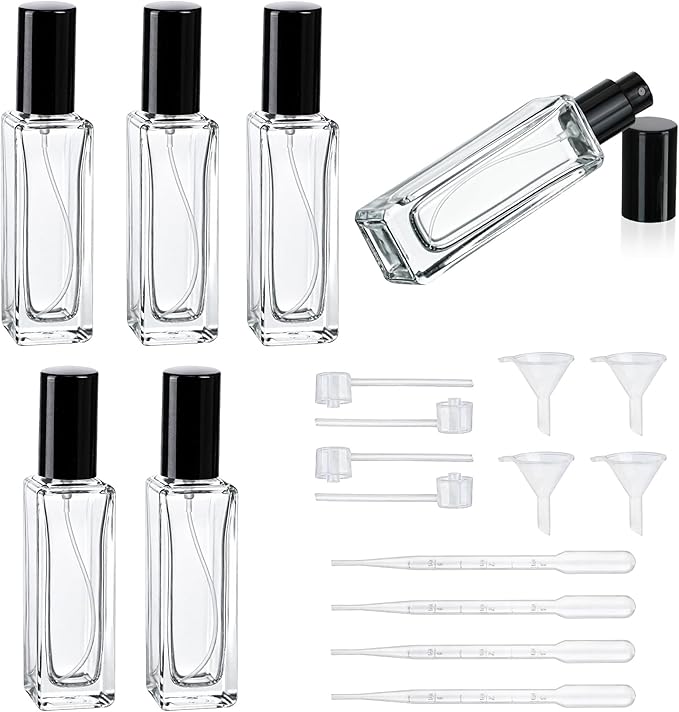 YU FENG 6 Pack Clear Glass Perfume Sprayer Bottle, 30ml Portable Perfume Fine Mist Sprayer, Empty Refillable Travel Perfume Bottle