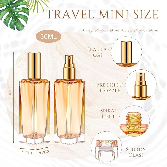 Domensi 30 Pcs 10/15/20/30 ml Perfume Travel Refillable Glass Bottles Spray Bottle Perfume Atomizer for Cologne Dispenser Leak-proof Fragrance Bottles Atomizer Pump Kit (30 ml,Fresh Color)