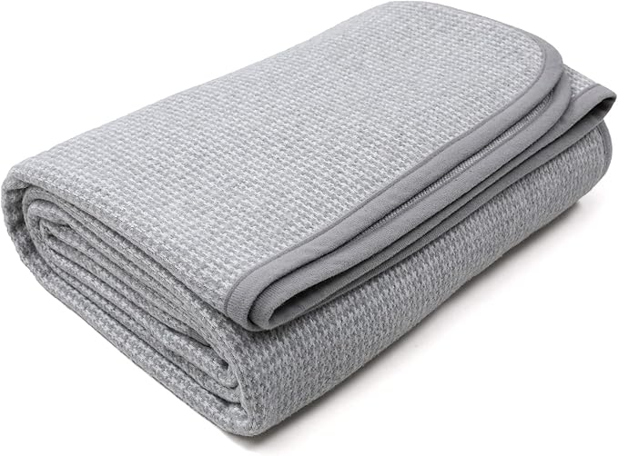 ACUSHLA Merino Wool Camp Blanket - Warm Thick Washable Large Bed Throw for Couch Sleeping Grass Stadium Picnic Hiking Van, Grey 79" x 63"