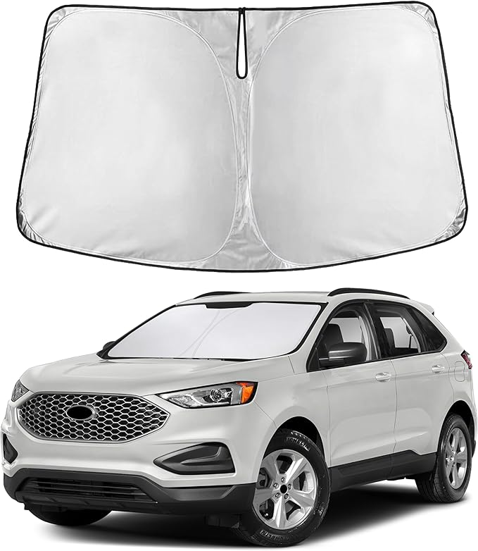 Autovir Windshield Sun Shade Fit for 2015-2022 2023 2024 Ford Edge Sunshade, Front Car Window Shades Sun Visor, Blocks UV Rays & Heat, Car Accessories