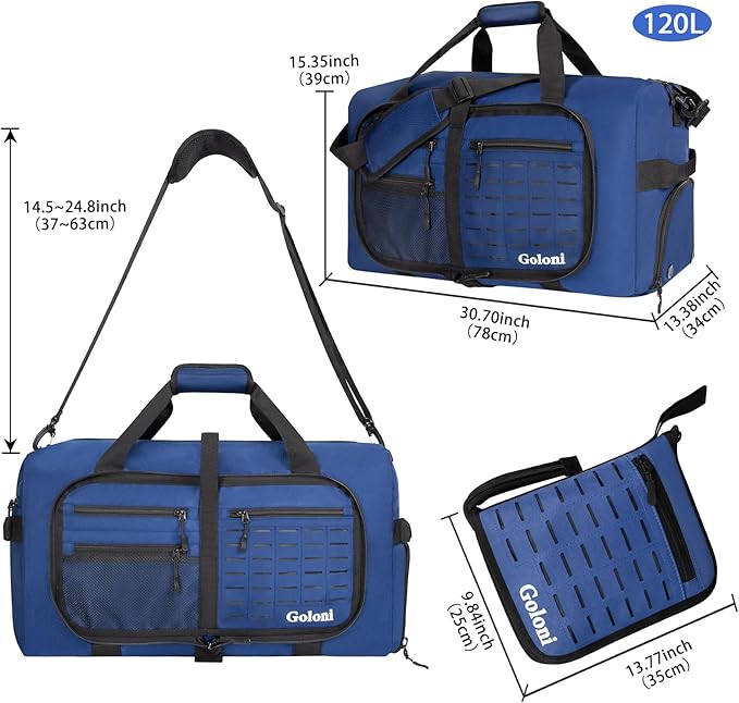 Foldable Travel Duffle Bag,Duffle Bag with Shoes Compartment and Adjustable Strap,Large Packable Travel Bags for Men Women,Waterproof Duffel Bag
