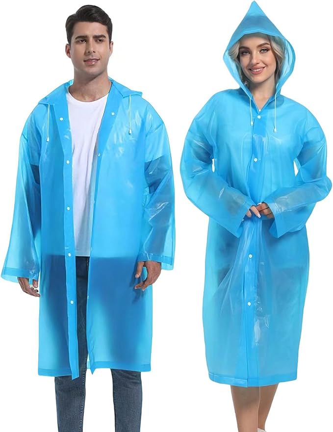2PCS Rain Ponchos for Adults Reusable Rain Coats for Adults Rain Jackets Raincoats for Men Women