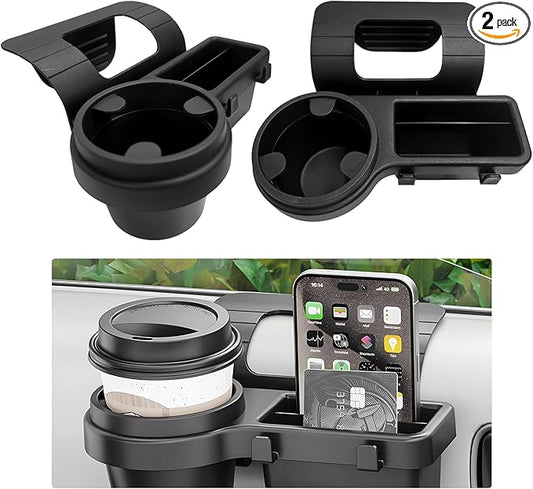 2 PCS Car Window Multifunctional Storage Organizer, Vehicle Door Side Hanging Storage Rack with Cup Holder, Auto Window Mount Organizer for Cell Phone Earphone Key Water Cup