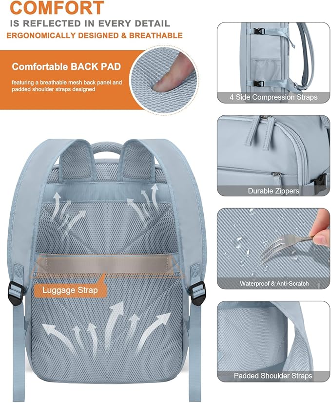 Capolo Travel Backpack for Women Men Waterproof Laptop Backpack Airlines Approved Carry On Backpack Bag Computer Bookbag for Business, Work, Traveling Fits 17 Inch Laptop(Blue)