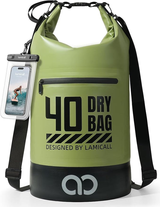 Lamicall Dry Bag Waterproof Backpack - [Durable & Floating] 5L/10L/20L/30L/40L Large Water Proof Bag with Waterproof Phone Case for Kayaking, River Rafting, Lake, Float Trip, Tubing Essentials