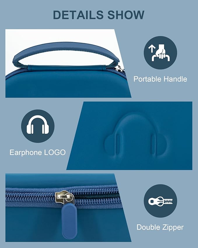 Headphone Case for Sony WH-CH720N WH-CH720NB, Hard Portable Over Ear Headphone Carrying Case, Wireless Headphone Storage Protective Case for Travel Home (Blue-Pattern)