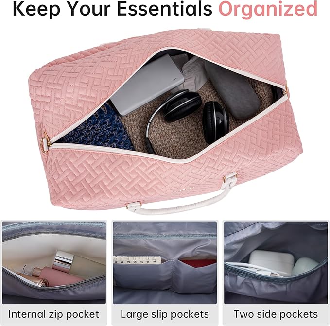 Weekender Bag for Women, 5 Pcs Set Carry on Overnight Bag, 23" Large Travel Duffel Bag with Waterproof Shoe Compartment for Weekend Travel Business Trip