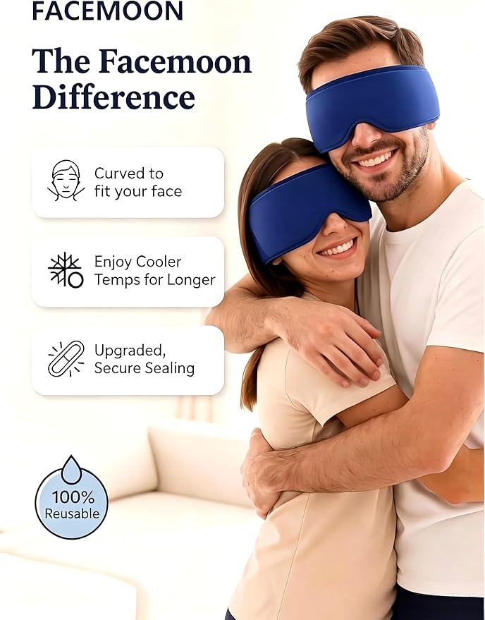 Cooling Gel Eye Mask for Puffy Eyes, Eye Ice Pack Migraine & Headache Relief, Full Eye-Area Cold Compress for Eyes & Temples, FSA Eligible HSA, Reusable Adjustable Fit for Post Surgery Recovery