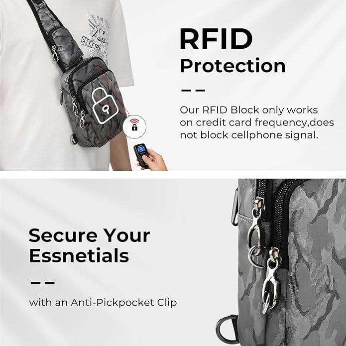 BROADREAM Sling Bag, Crossbody Bag with Anti-Theft Lock Zipper, RFID Blocking & Water Resistant for Travel Work Sport