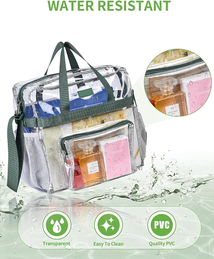 Bagenius Clear Tote Bag Stadium Approved, Game Day Satchel Bag with ‌Non-detachable Reinforced Strap for Concert, Work, Sport