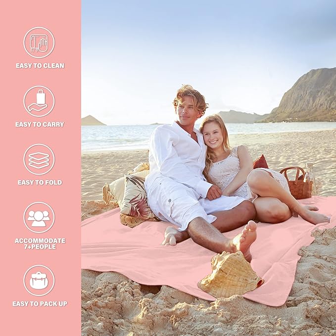 Famstar Beach Blanket Oversized Extra Large 78"X81"/10'X9',Waterproof Sandproof Beach Blanket 2-8 Adults Lightweight Durable for Travel Camping Hiking Picnic