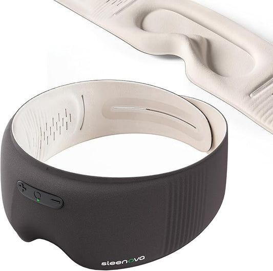Sleenova Sleep Eye Mask with Bluetooth Headphones - Side Sleeper Optimized with Integrated Offline Audio for Phone-Free Use - 3 Modes for Rest, Nap and Travel - Black